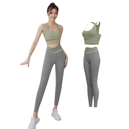 Women Yoga Cloth Sport Workout Set Leggings and Crop Bra Top Tracksuit Fitness Clothing Outfits for Running Yoga Gym Clothes