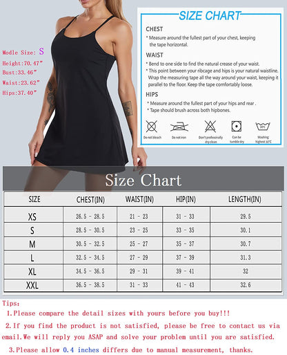 2023 Female Outdoor Solid Sleeveless Sport Tennis Dress with Built-in Bra & Women's Shorts Golf Workout Athletic Dresses Pockets