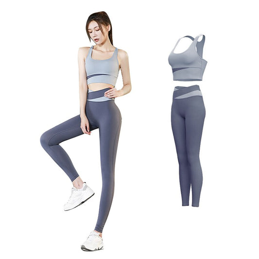 Women Yoga Cloth Sport Workout Set Leggings and Crop Bra Top Tracksuit Fitness Clothing Outfits for Running Yoga Gym Clothes